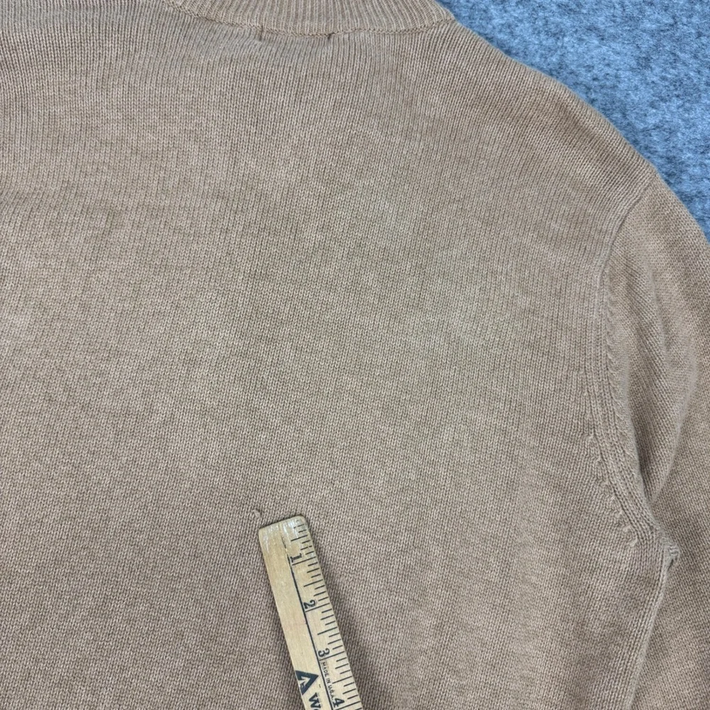 Van Heusen Mens Large‎ Brown Argyle 1/4 Zip Pullover Cotton Knit Sweater Large
